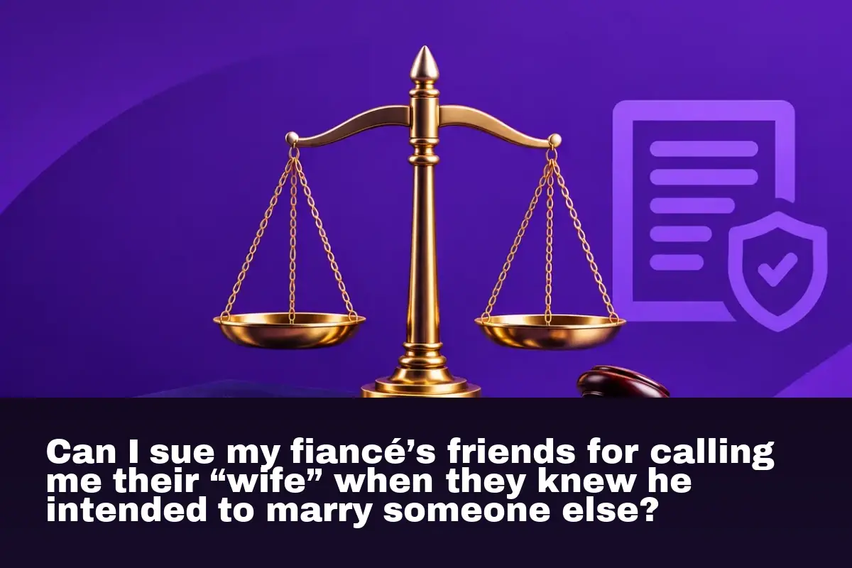 Can I sue my fiancé’s friends for calling me their “wife” when they knew he intended to marry someone else?